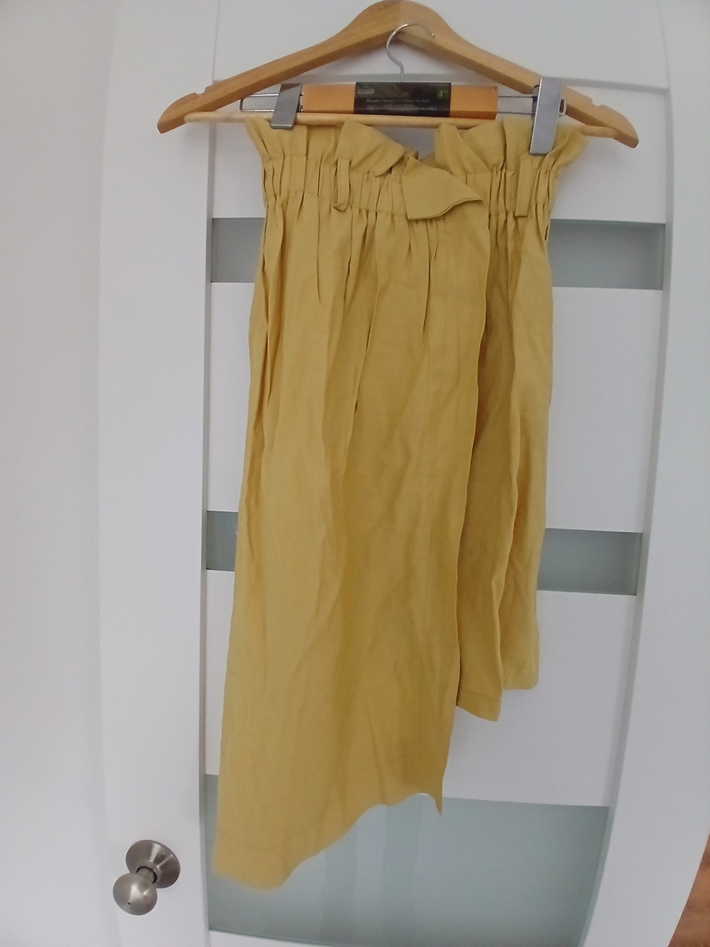 Eileen Fisher Mustard Asymmetrical Paperbag Skirt